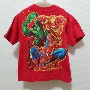 Marvel shirt 7 Incredible Hulk Iron Man Spiderman superhero graphic glittery